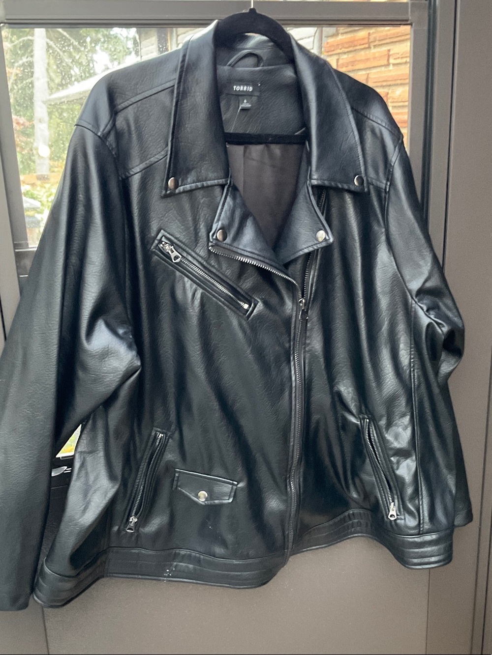 torrid Black Faux Leather Biker Jacket with Zip Pockets